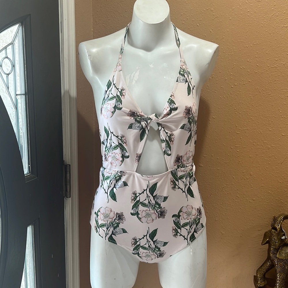 H&M light pink floral one piece swimsuit
